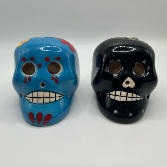 Other - 💀Dia de los Muertos Day of the Dead Set 2 Decorative Ceramic Skulls Calaveras
